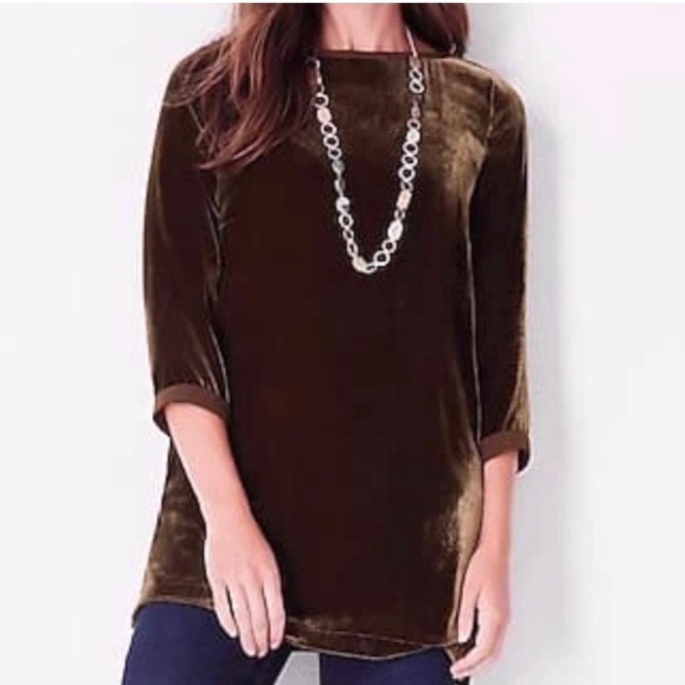 111 STATE Round Neck Velvet Tunic Top,
chocolate brown